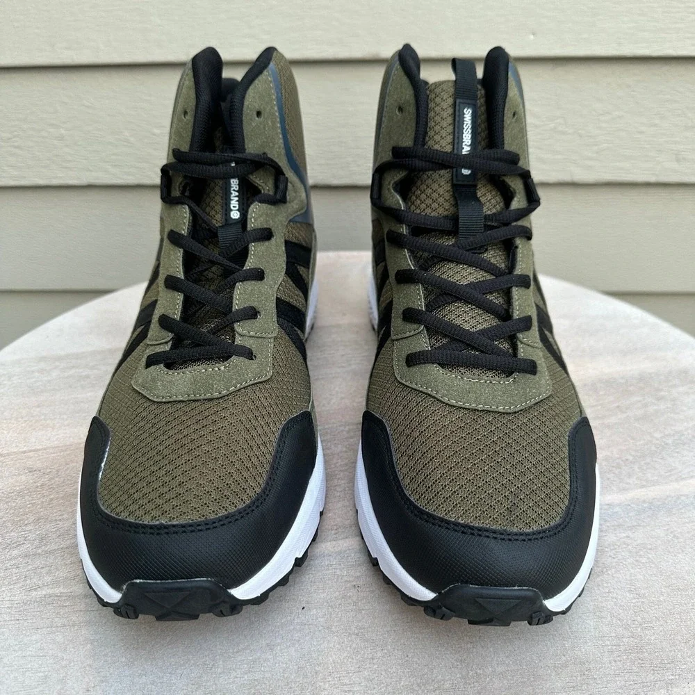 Swissbrand Armadyss Mens Hiking Boots Olive Green High Top Size 12 New